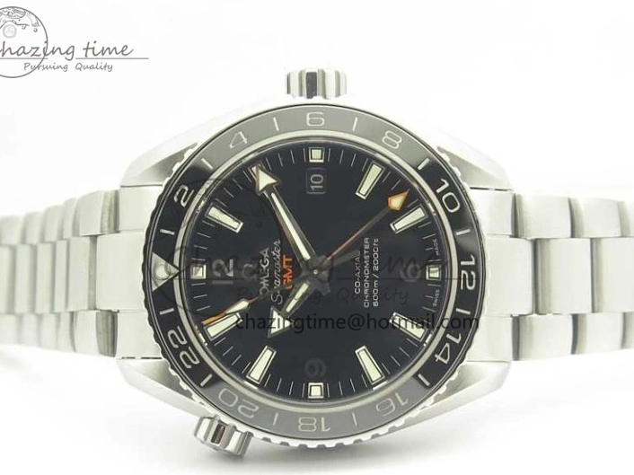 0312 Chic Planet Ocean 600M Co-Axial GMT 43.5mm VSF 1:1 Best Edition Black Dial Silver Markers on SS Bracelet A8605 Super Clone 8025